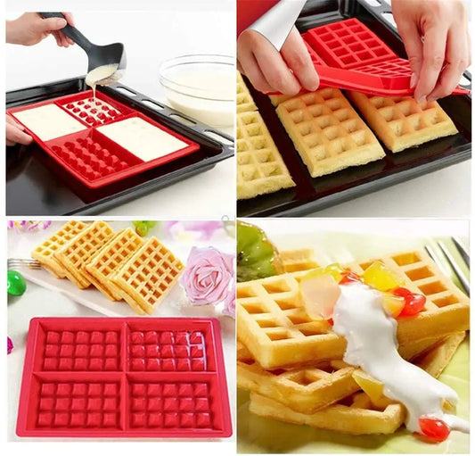 Waffle Mold Silicone Square-Shaped Waffle Baking Molds Muffin Pans